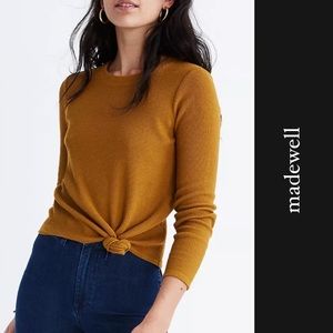 Madewell Texture & Thread Jacquard Knot-Front Top in Mustard Yellow • XS